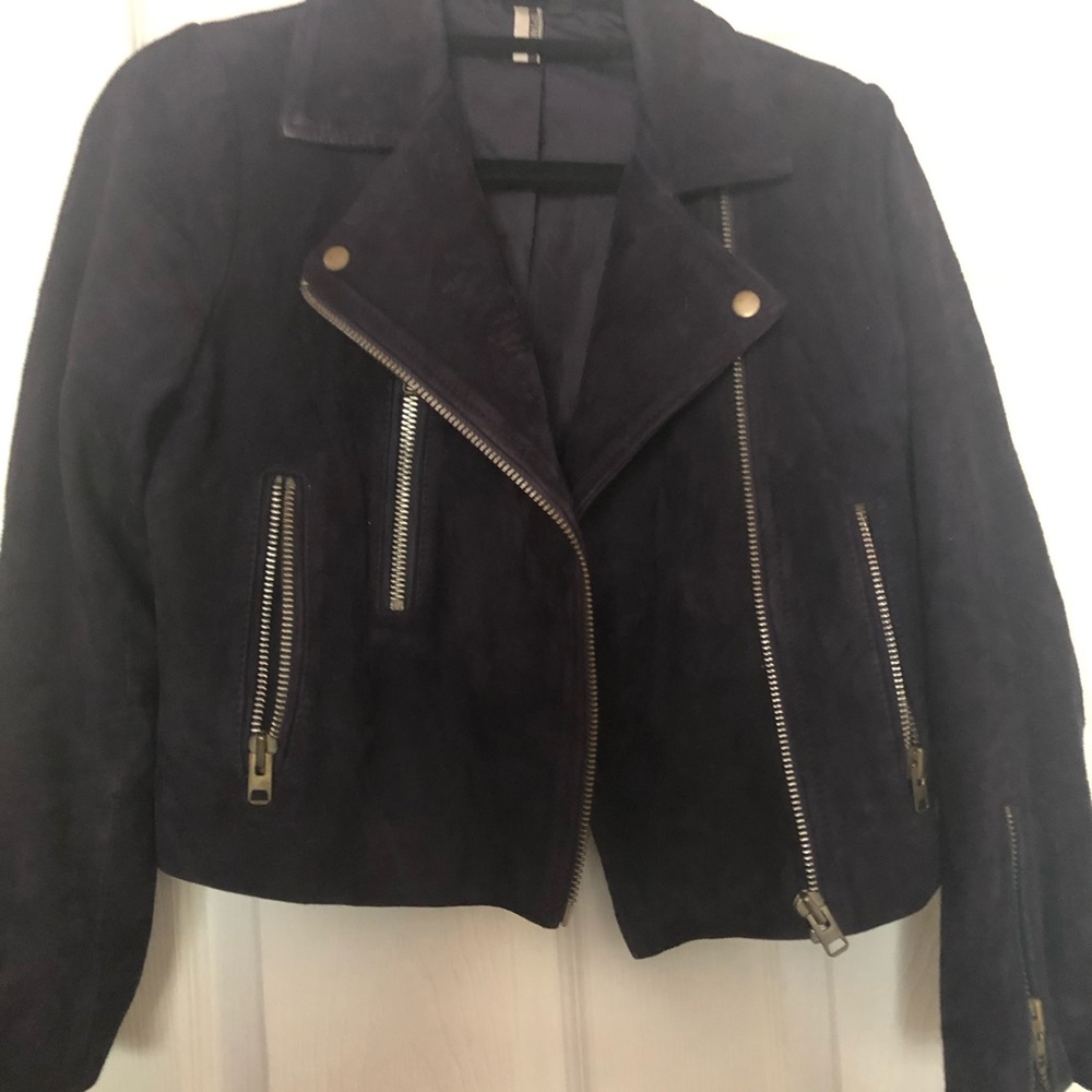 Topshop Genuine Suede Moto Jacket